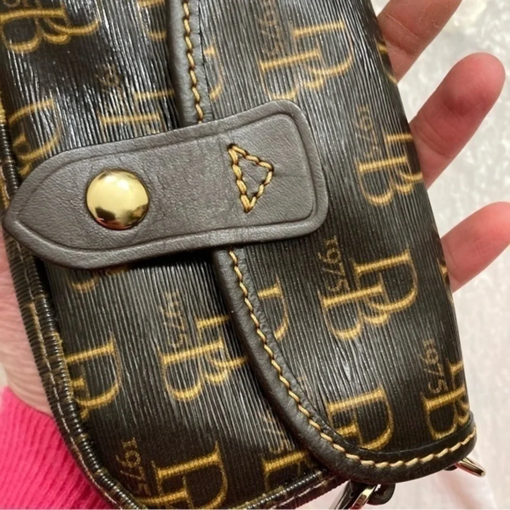 Dooney and Bourke signature db black tan wristlet clutch bag - Picture 6 of 9